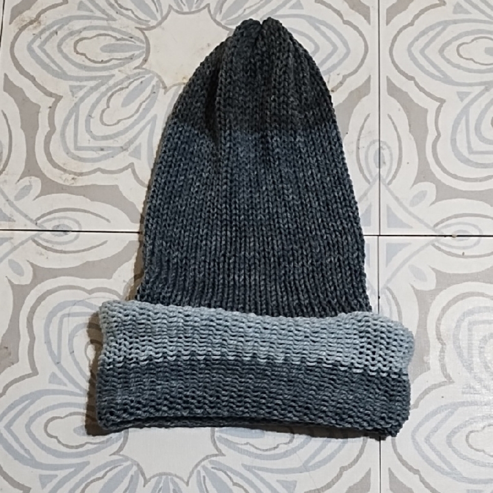 Dark Gray Knit Beanie Adult Hat Handmade Men Or Women Winter Fall Ski Season